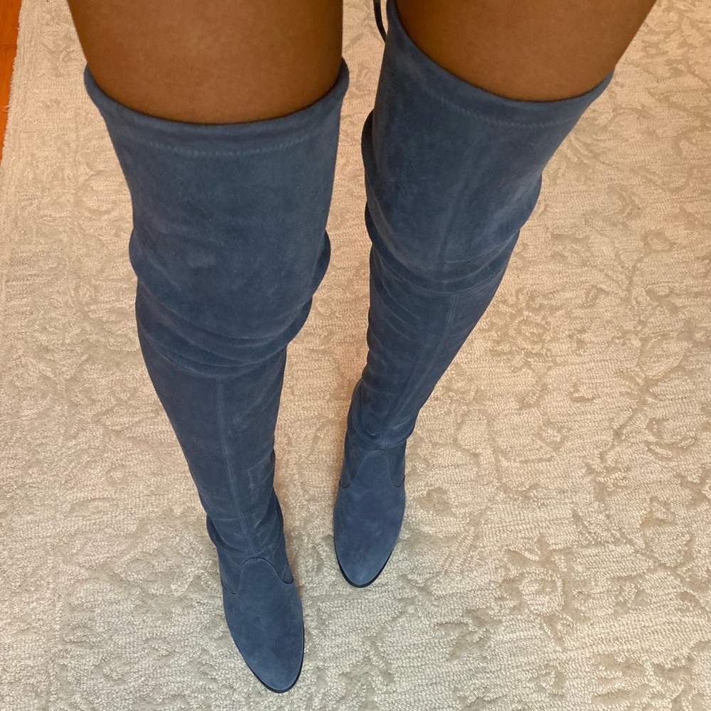 Stuart Weitzman Denim Suede HILINE Over The Knee Boots